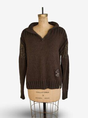 Y2K Manfred Brown 1/4 Zip Knitted Sweater